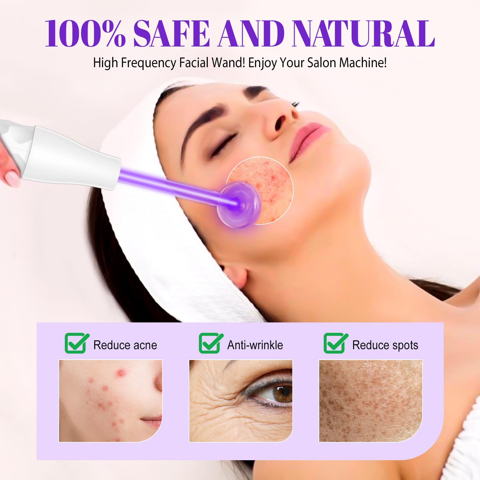 Hochfrequenz-stab Gesicht, Blayram High Frequency Wand mit 6 Glasröhren für Hautstraffung, Aknebehandlung, Gesichtsmassagegerät, Faltenreduzierung