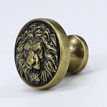 4 Pcs Lion Head Cabinet Knobs Animal Drawer Pulls (Green Bronze)