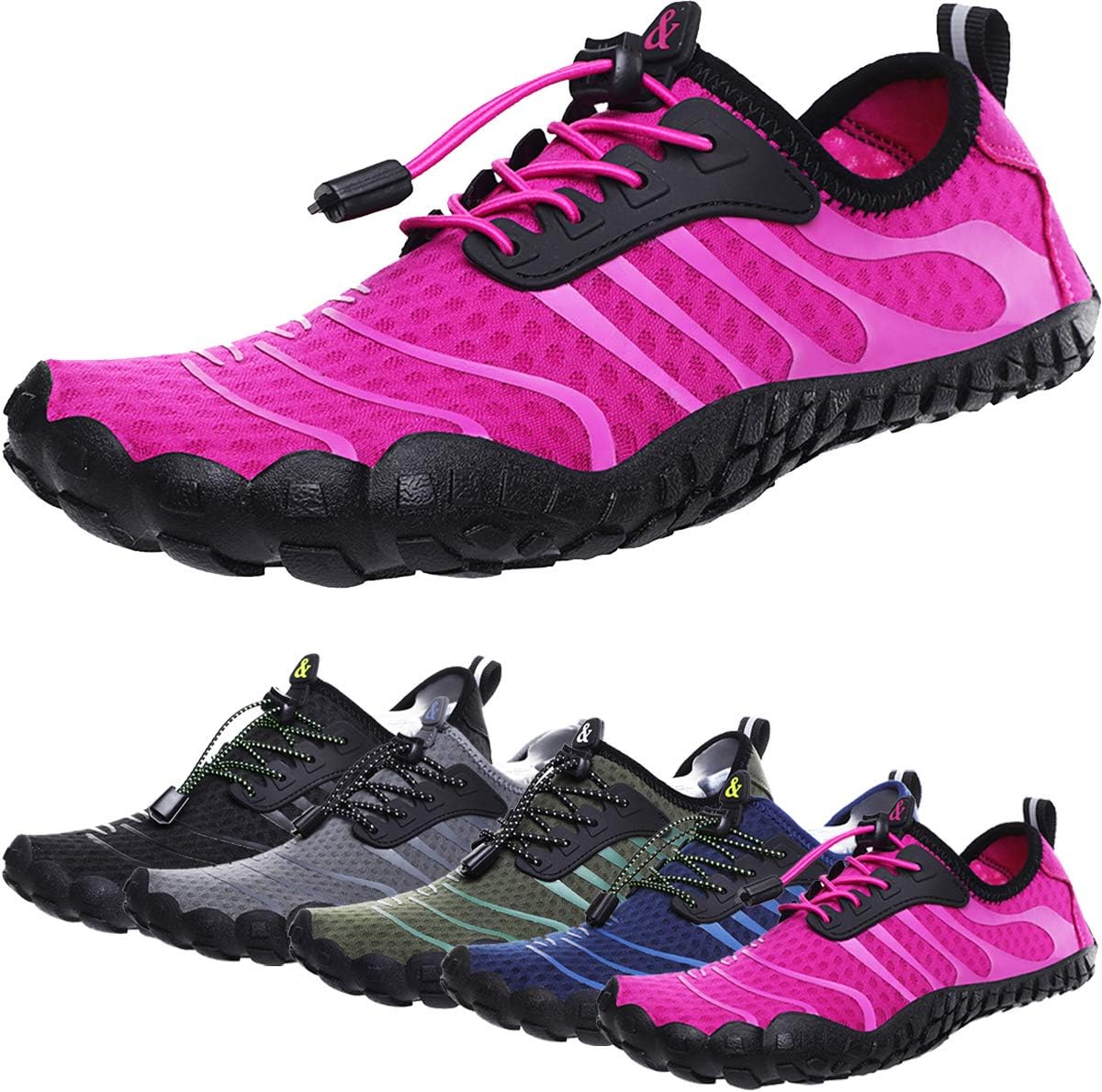 Ebu GoGo Mens Womens Water Shoes Quick Dry Barefoot for Swim Diving Surf Aqua Sports Pool Beach Walking Yoga (Pink - C 37)