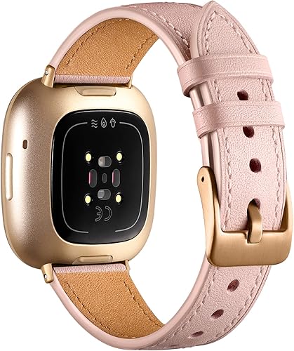Vista 10 de Maledan Compatible con Fitbit Sense/Fitbit Versa 3 bandas para mujeres y hombres, correa de repuesto de cuero genuino de grano superior suave