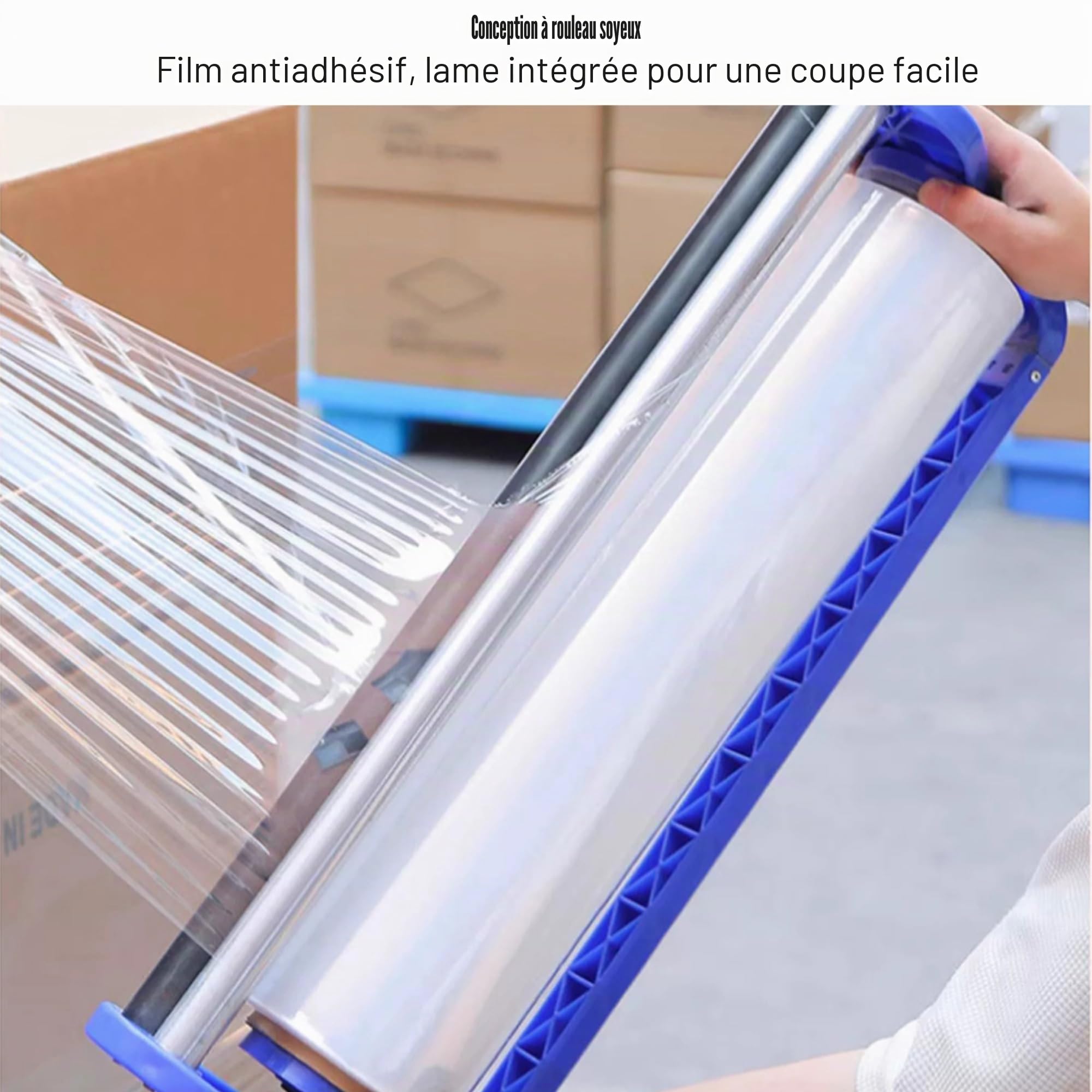 Dérouleur Métallique Film Étirable, Distributeur de Film étirable Peut contenir des Rouleaux de 50cm, Dévidoir Manuel pour Film étirable pour l'emballage de palettes