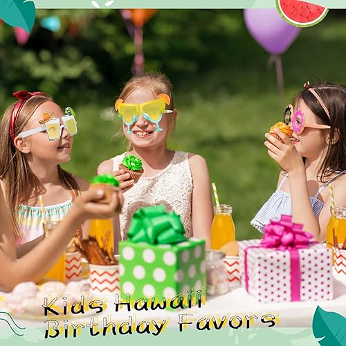 Miniatura 7 de Flutesan 24 pares de lentes de sol para fiesta Luau, divertidas gafas tropicales hawaianas, suministros para fiestas temáticas de playa,