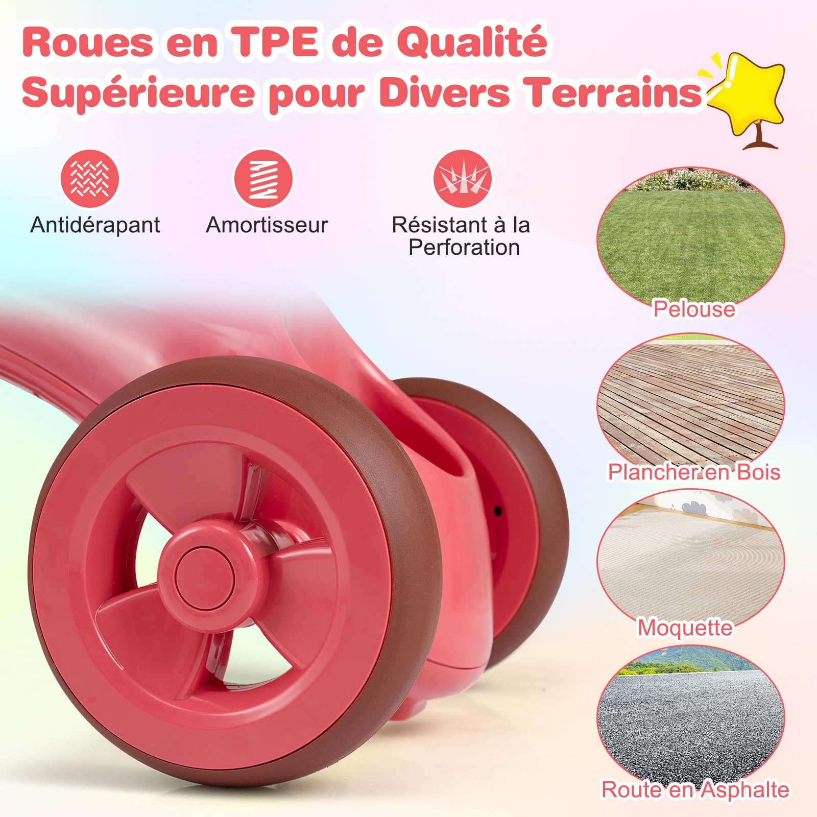 COSTWAY Tricycle Bébé Évolutif avec Sonnette et Guidon et Pédale, Vélo Enfant à 3 Roues en TPE avec 2 Paniers de Rangement, Draisienne pour Garçons Filles de 3-5 Ans, Charge 25kg (Rose)
