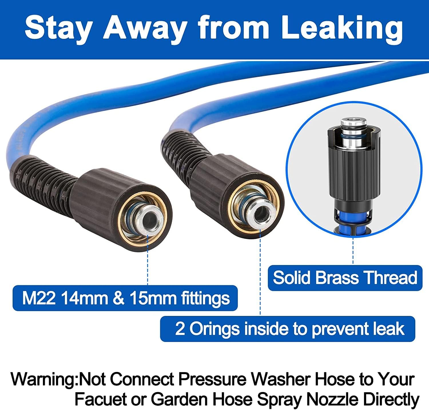 Heliwoo Flexible Pressure Washer Hose 25FT X 1/4", Kink Resistant Max 4000 PSI Power Washing Extension Replacement Hose With Universal M22 Fittings For Gas Electric Pressure Washer : Patio, Lawn & Garden