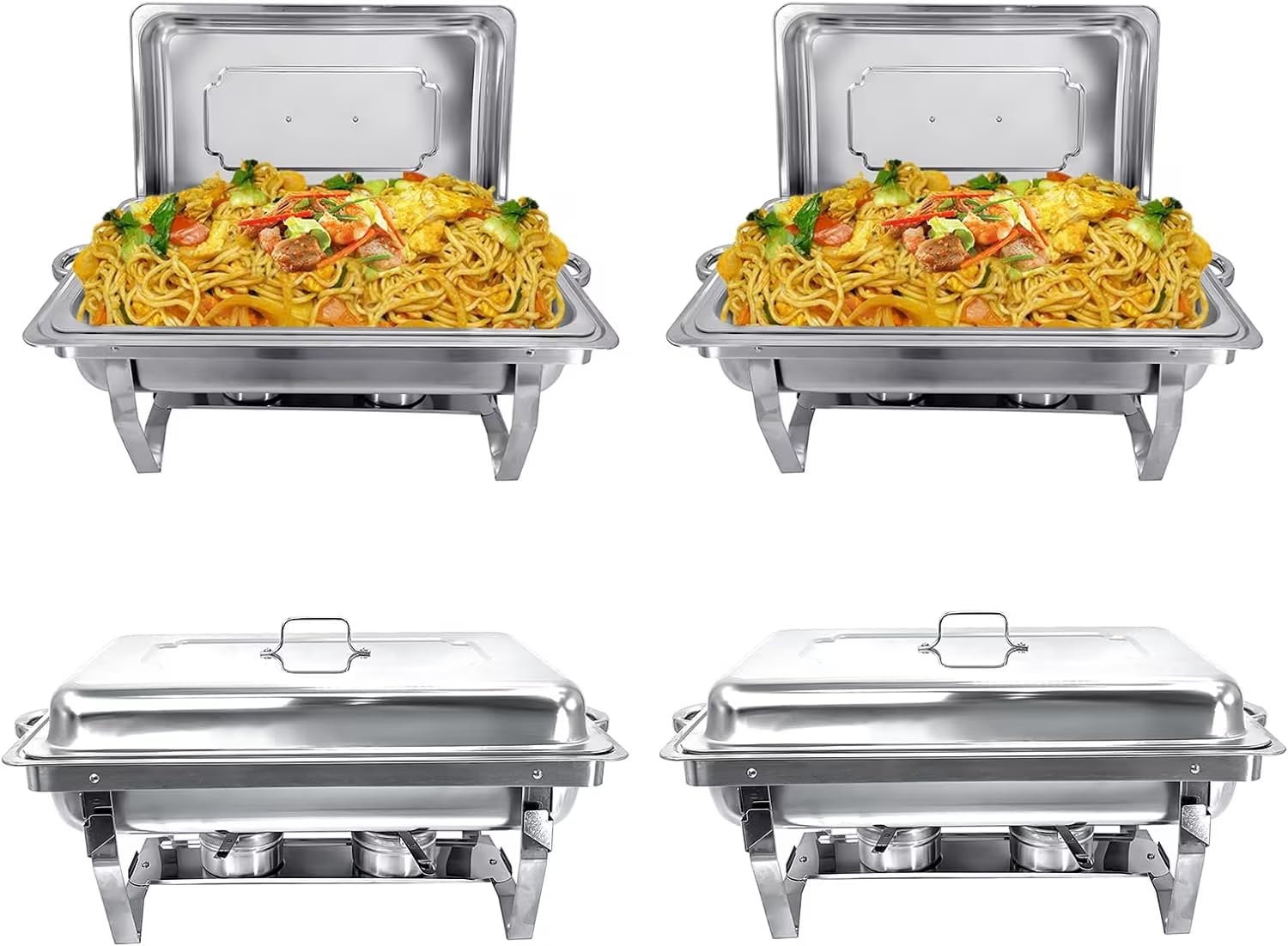 Chafing Dish Buffet Set 4 Piece 9L Stainless Steel Food Warmer for Party Buffet Banquet Dinner