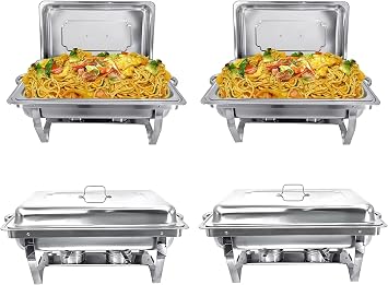Chafing Dish Buffet Set 4 Piece 9L Stainless Steel Food Warmer for Party Buffet Banquet Dinner