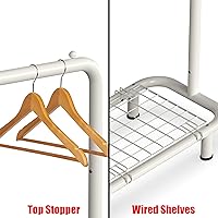 Vista 3 de Simple Houseware Perchero con tubería industrial y estantes inferiores, color blanco