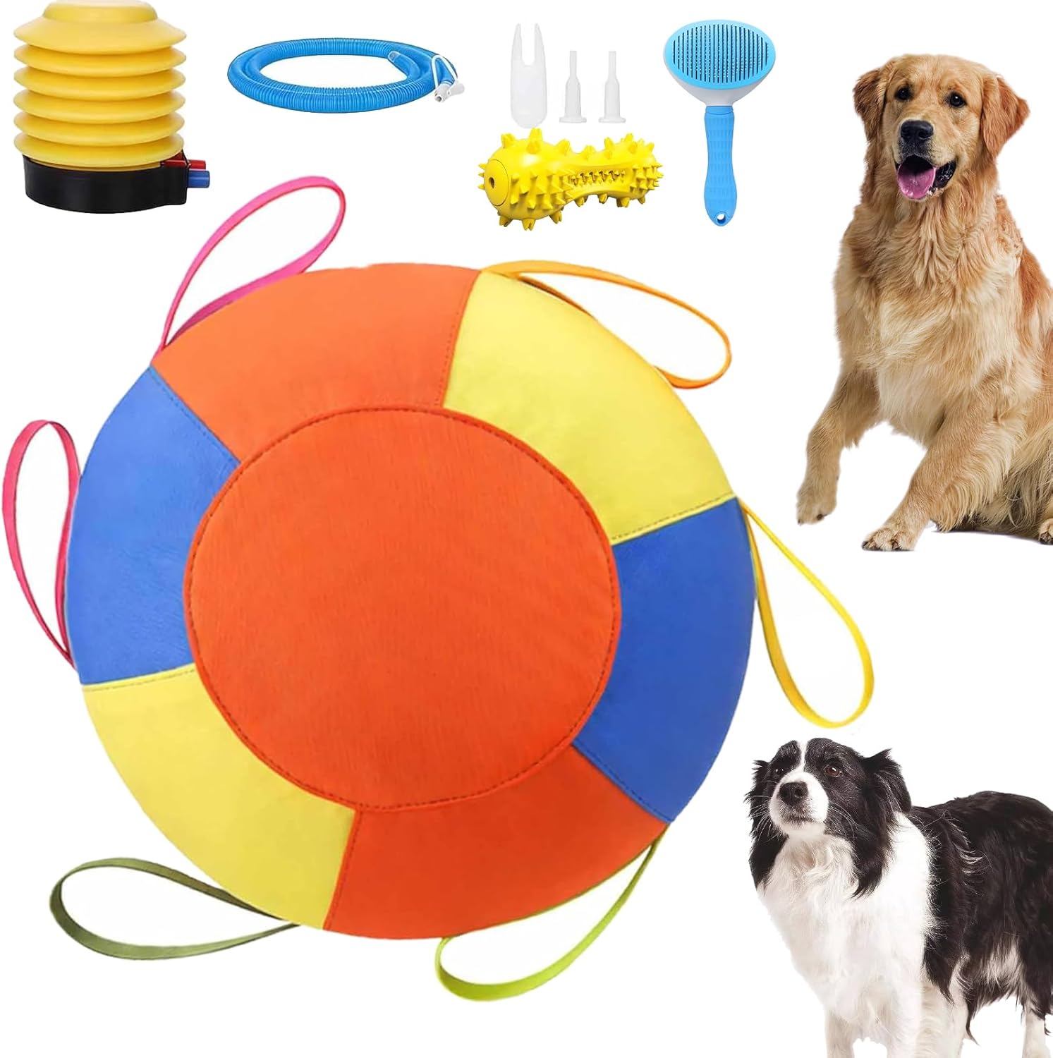 2026 New Thickened 10/18/22" Calming Jumbo Ball for Dogs,Giant Herding Ball for Dogs,Durable Tear-Resistant Inflatable Big Balls with Heavy-Duty Handle Cover & Pump,for Play & Exercise Dogs (B, 18in)