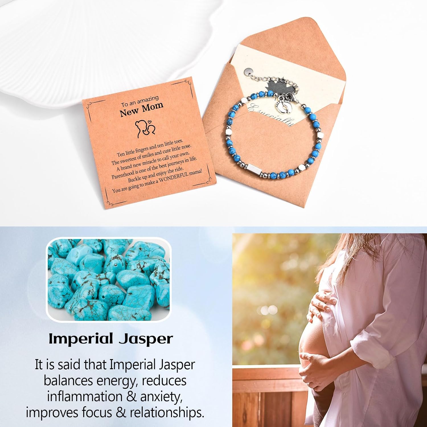 New Mom Gifts for Women, 1st Time Mothers Day Mom Mommy To Be Gifts for Women After Birth, Pregnancy Jewelry Gifts Bracelet for Mama image 4