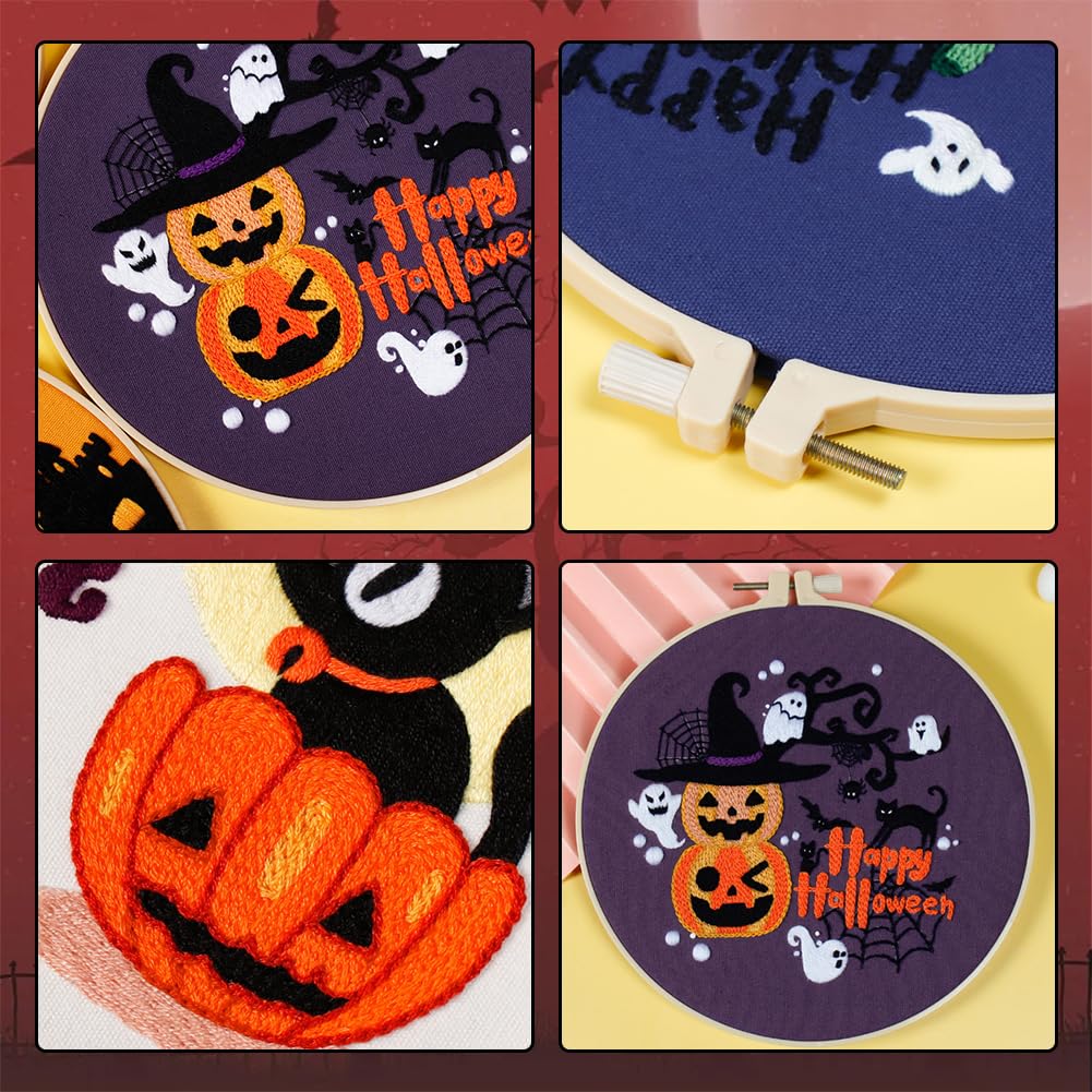 GZWY Halloween Stickset - 3-teiliges Embroidery Kit Für Anfänger Mit Gruselmotiven