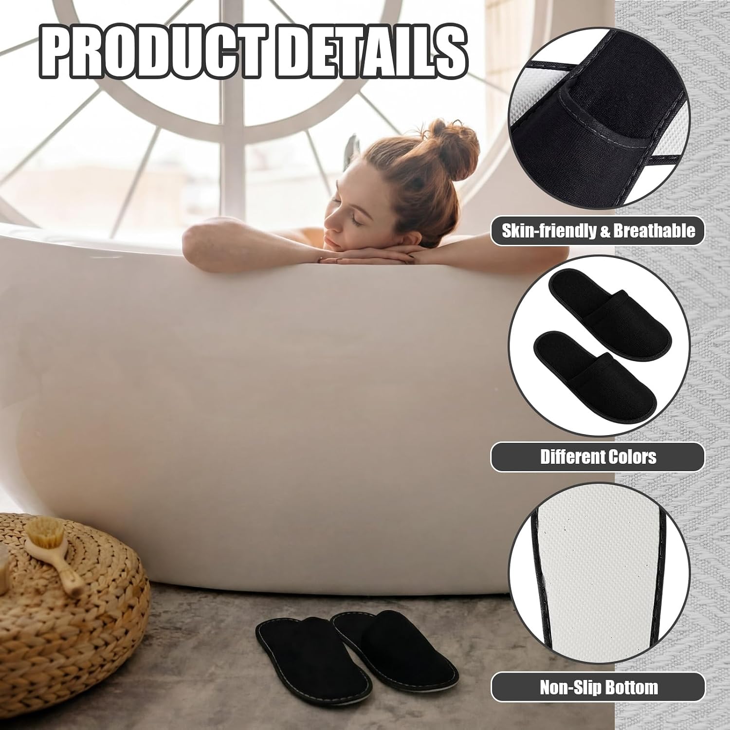 Hercicy 40 Pairs Disposable Non Slip Hotel Slippers Fluffy Closed Toe Spa Slippers Indoor Guest for Men Women Home Wedding Travel Party