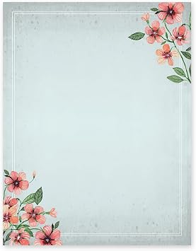 Floral Letter Notes - Perfect Invitations for Bridal Showers, Birthdays, Weddings, Engagement Party, VIP and All Occasions - 100 Set Stationery Writing Paper DIY Invitation Kit - Forget-Me-Not Flowers