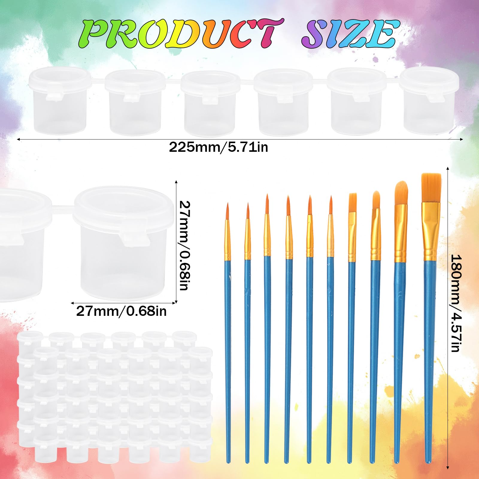 60 Barattoli Vasi di Vernice Vuoti 10ml Strisce di Vernice Vuota con Coperchi Mini Contenitori Per Pittura in Plastica con 10 Pennelli per Pittura Artistica,10 Strisce