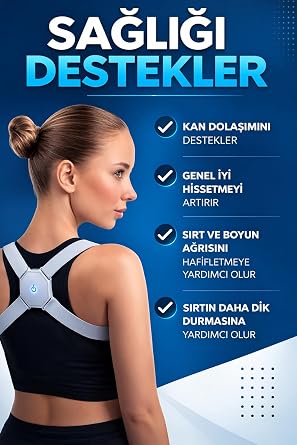 Coverzone Akıllı Sensörlü Duruş Düzeltici Postür Korse, Titreşimli Kamburluk Önleyici Omuz ve Sırt Destek Aparatı, USB Şarjlı Ayarlanabilir Posture Corrector Çalışanlar ve Öğrenciler İçin | JD-112
