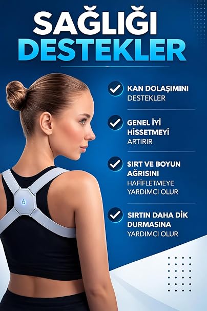 Coverzone Akıllı Sensörlü Duruş Düzeltici Postür Korse, Titreşimli Kamburluk Önleyici Omuz ve Sırt Destek Aparatı, USB Şarjlı Ayarlanabilir Posture Corrector Çalışanlar ve Öğrenciler İçin | JD-112