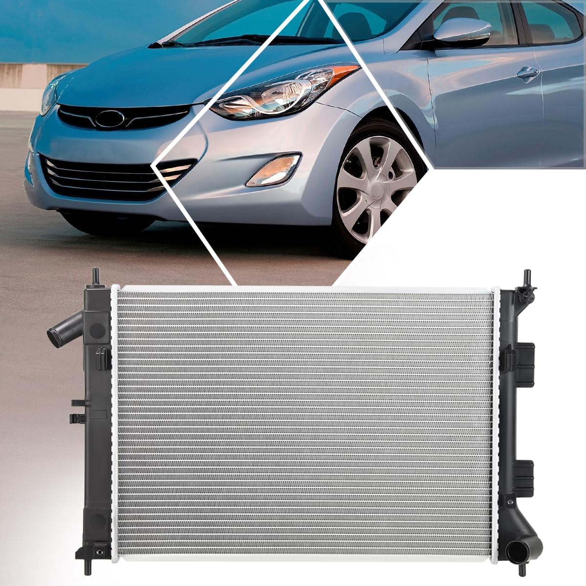 DPI-13374 Factory Style 1-Row Aluminum Core Cooling Radiator Compatible with 12-16 Elantra/Forte/Forte Koup/Forte5/Soul 1.6L 1.8L 2.0L