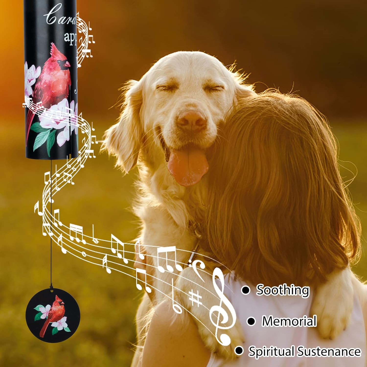 Taman Cardinal Wind Chime - 28" Metal Wind Bell Deep Tone Serenity Valentine's Day Gift Mobile Memorial Sympathy Gift for Home, Outdoor, Yard, Patio,Garden Decor - Image 3