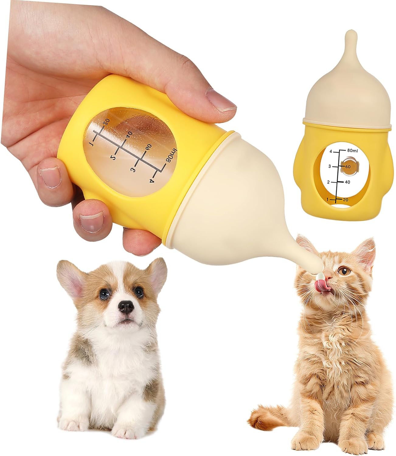 TOYANDONA Pet Nursing Bottle for Kittens and Puppies Ergonomic Design Scale Soft Flexible Tip for Easy Feeding for Newborns Reusable Feeding Bottle