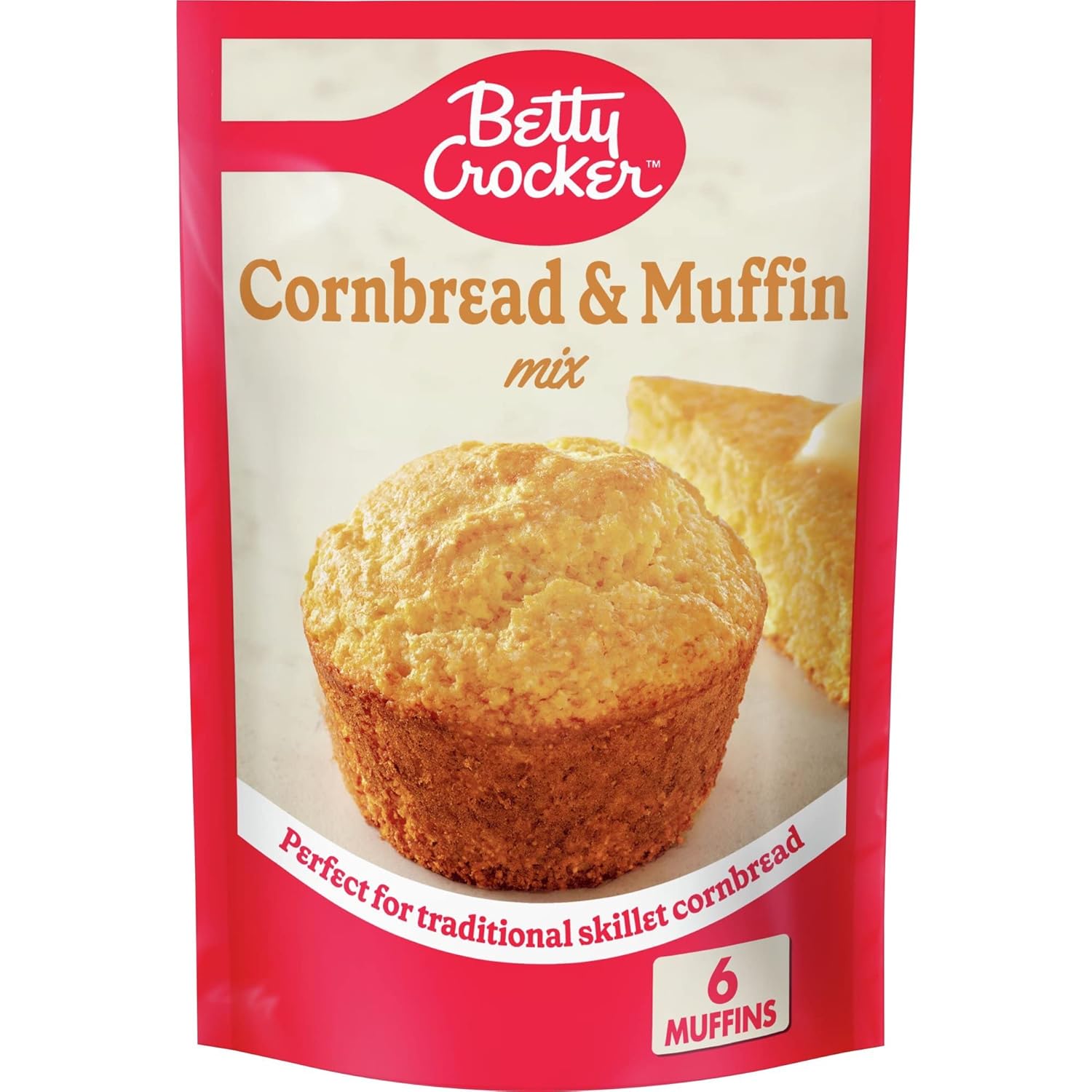 Betty Crocker Authentic Cornbread & Muffin Mix, 6.5 oz Pouches (Pack of 9) - Easy Fluffy Baking