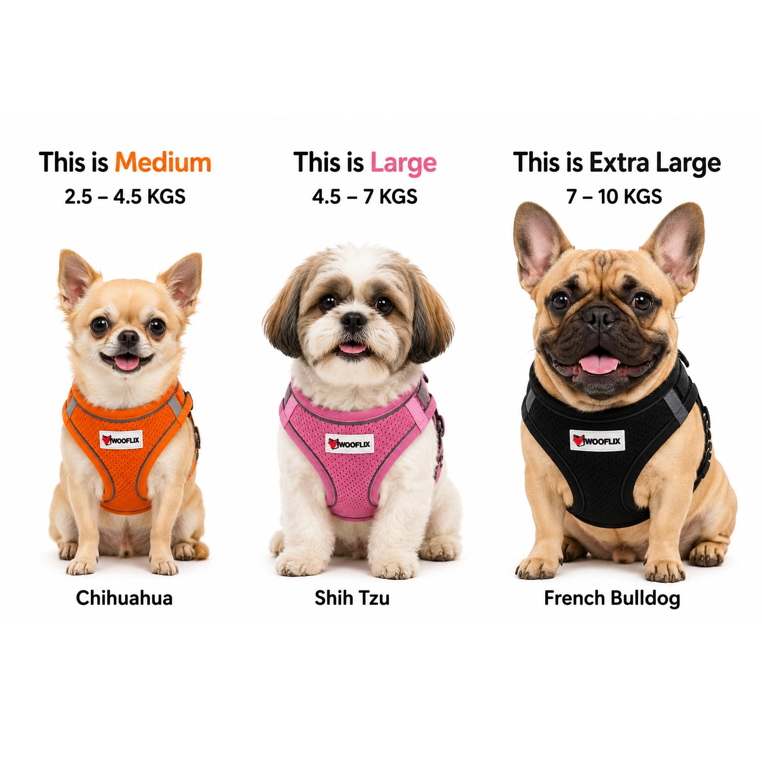 WOOFLIX Dog Harness for Small Dogs, Puppies and Cats | Suitable for Small Size Dogs, Cats & Puppies of 7 kg - 10 kg | Reflective Soft Padded Dog Harness with Secure Fit | Black (7 kg-10 kg Dog & Cat) 4