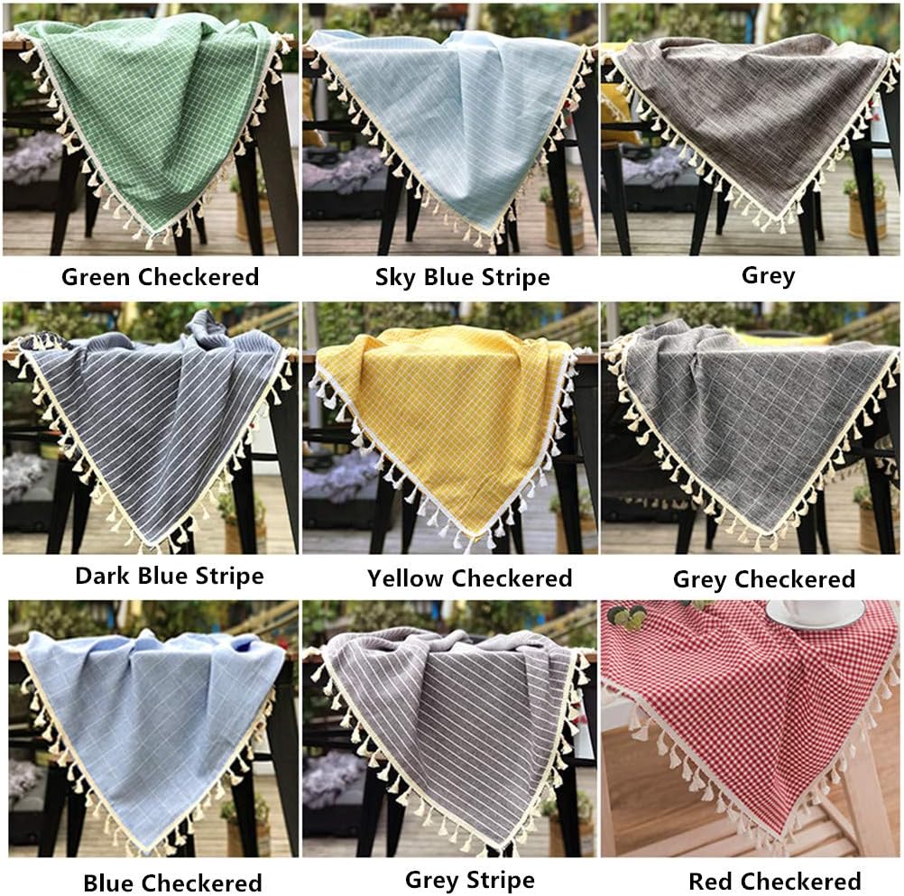 Suреr Sаlе 🛒 Bettery Home Cotton Linen Stripe Tassel Tablecloth Square Table Cloth for Bedside Tabletop Decoration 34 x 34 Inch Grey Stripe Blасk Frіdау - 80% оƒƒ Bettery Home Cotton Linen Stripe Tassel Tablecloth Square Table Cloth for Bedside Tabletop Decoration 34 x 34 Inch Grey Stripe