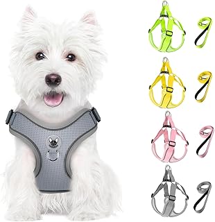 Feycig Dog Harness for Small Dogs, Anti-Pull Adjustable, Reflective Harness, Breathable, Soft, Mesh Harness, Dog Lightweight Puppy Harness, Chest Harness with Handle (Grey, X-Small) product image