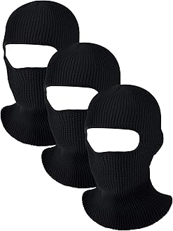 Blulu 3 Pcs One Hole Full Face Mask Winter Ski Mask Knitted Balaclava Face Cover for Adult