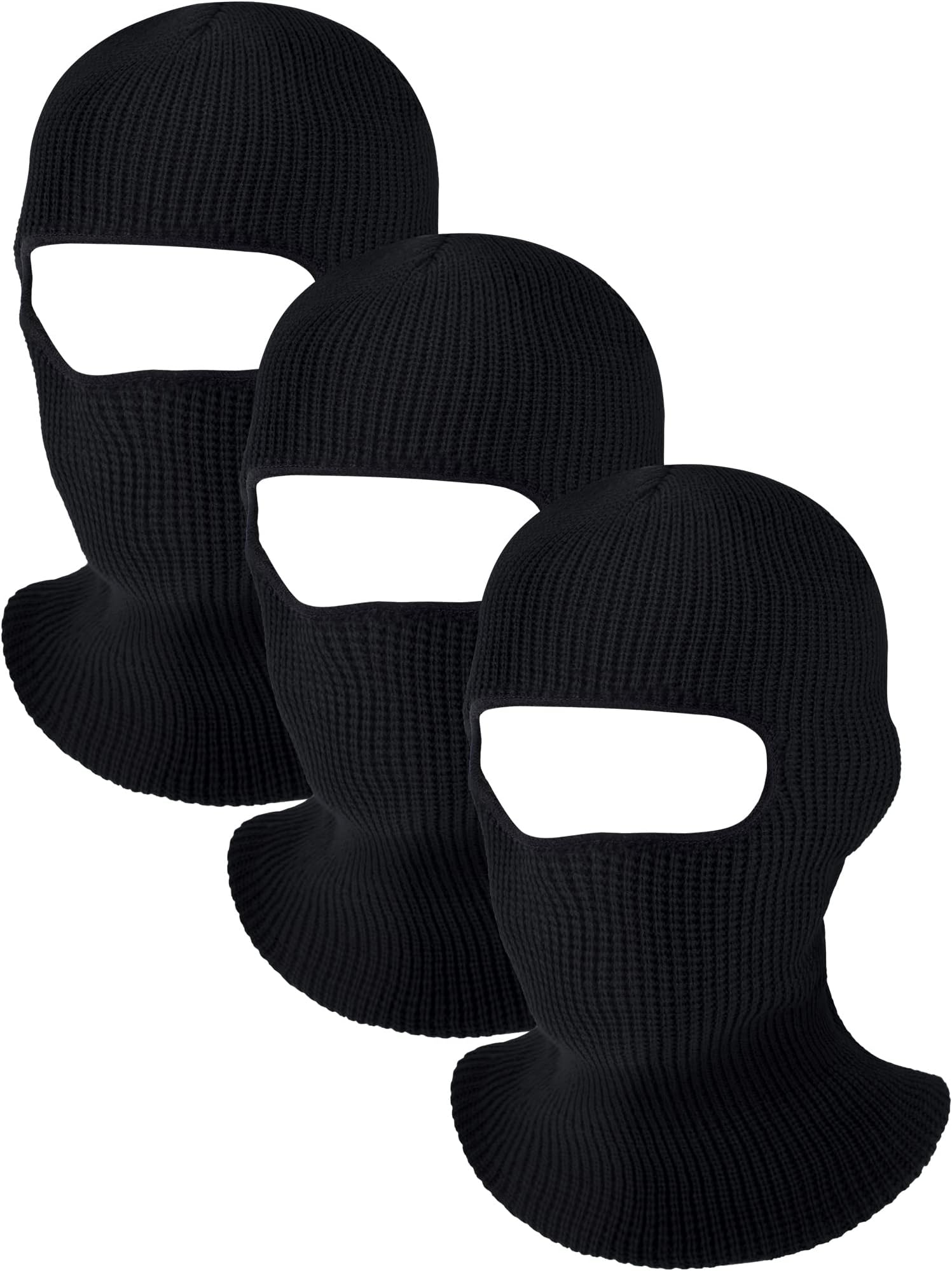 Blulu 3 Pcs One Hole Full Face Mask Winter Ski Mask Knitted Balaclava Face Cover for Adult