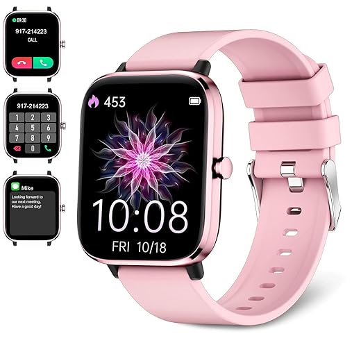 Smartwatch for Women - Call, Fitness Tracker, Heart Rate & Sleep Monitor, 1.69" Touch Screen, Waterproof - For Android & iPhone, Pink