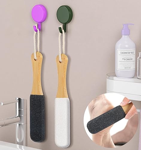 Miniatura 6 de Paquete de 2 limas de callos para pies, removedor de callos para pies, piedra pómez natural para talones agrietados, doble uso húmedoseco, cuidado