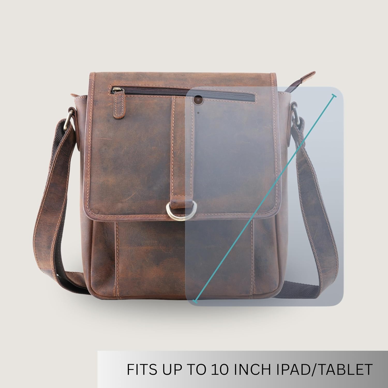 Handmade World Small Leather Crossbody Bag for Men 10 Inch Tablet Messenger Bag 'The NobleEra' Full Grain Genuine Leather Man Purse Shoulder Sling Satchel Everyday Bag - Image 6