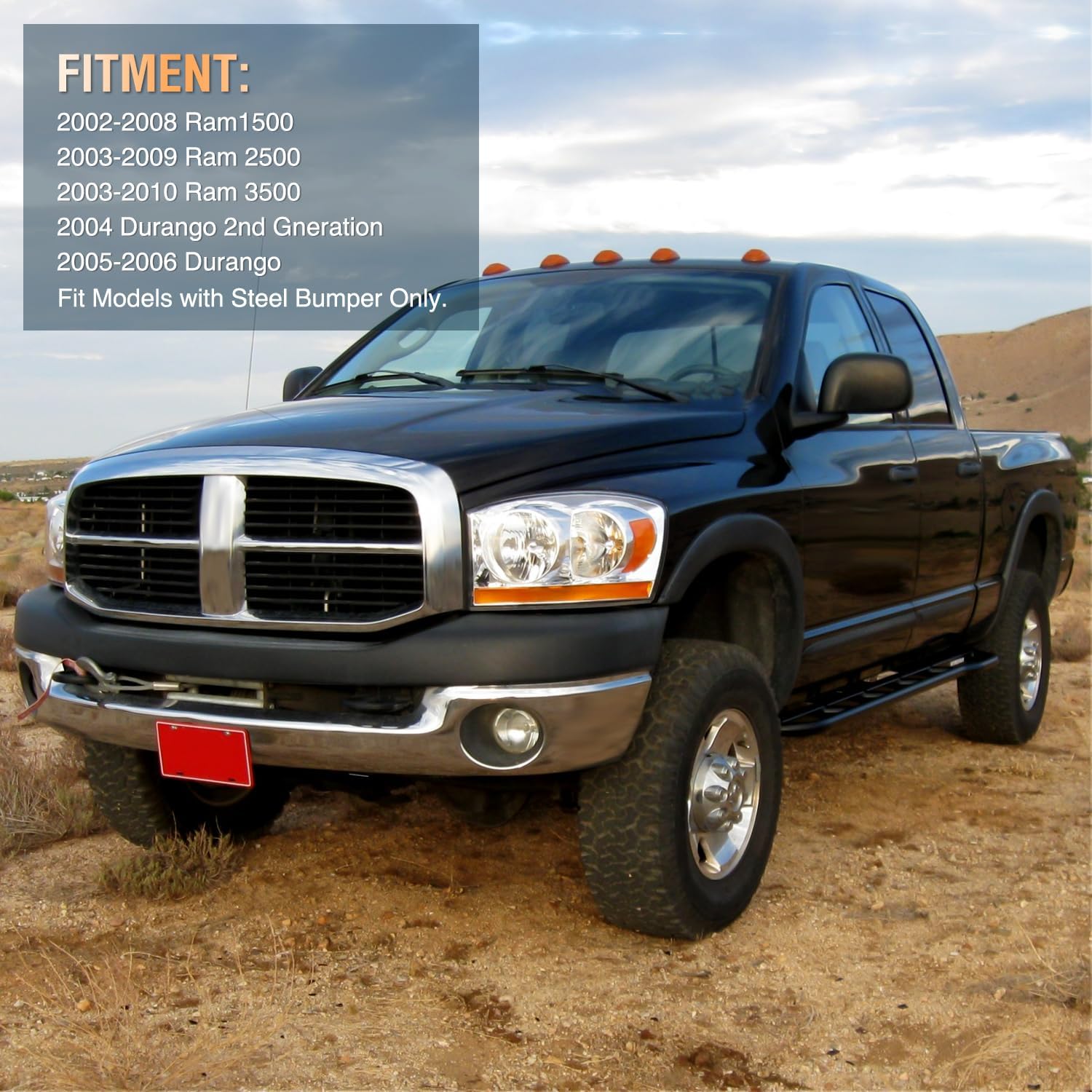 Nilight Fog Lights Assembly Compatible with 2002 2003 2004 2005 2006 2007 2008 Dodge Ram 1500 2003-2009 RAM 2500 3500 2004 Durango 2nd Generation 2005 2006 w/9006 55W bulbs