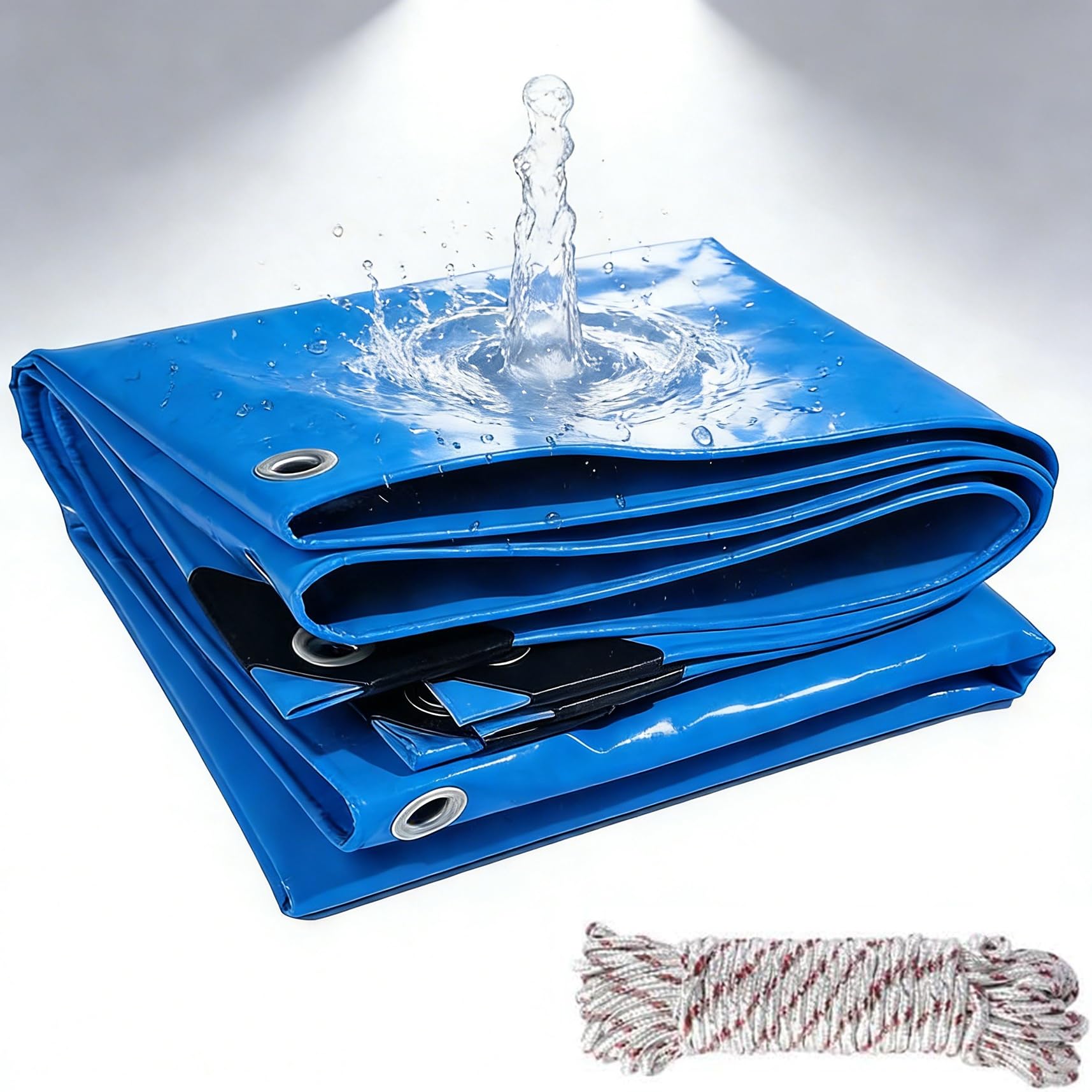 Telo Impermeabile Esterno 230 x 270 cm Impermeabile Multiuso | Resistente e Antistrappo, Pesante con Occhielli Rinforzati Telo Protettivo Multiuso per Arredamento, Capanno, Blu