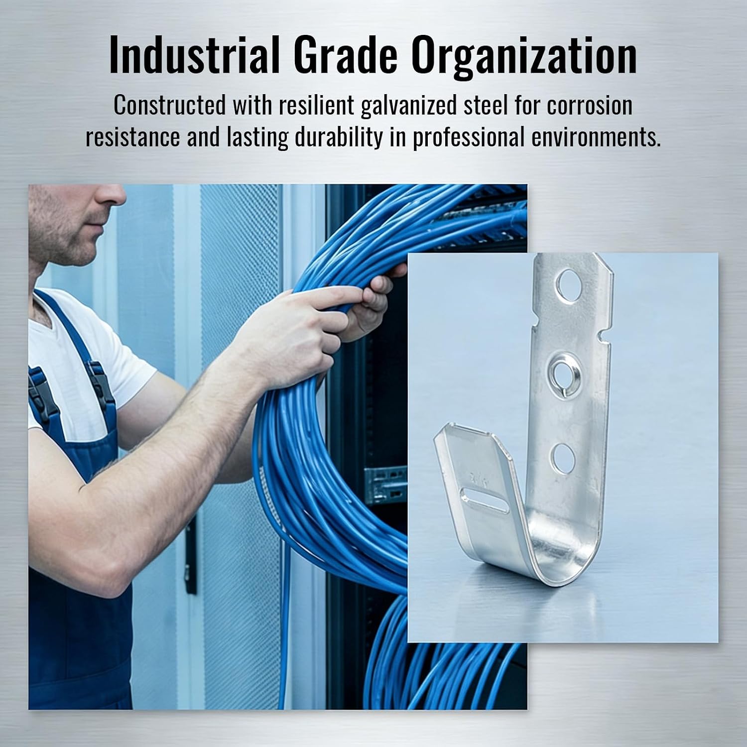 HOIGON 50 PCS 3/4 Inch Metal J Hooks, Galvanized Steel Cable Management Hooks, Metal Cable Support Hook for Wire Management Network Cable
