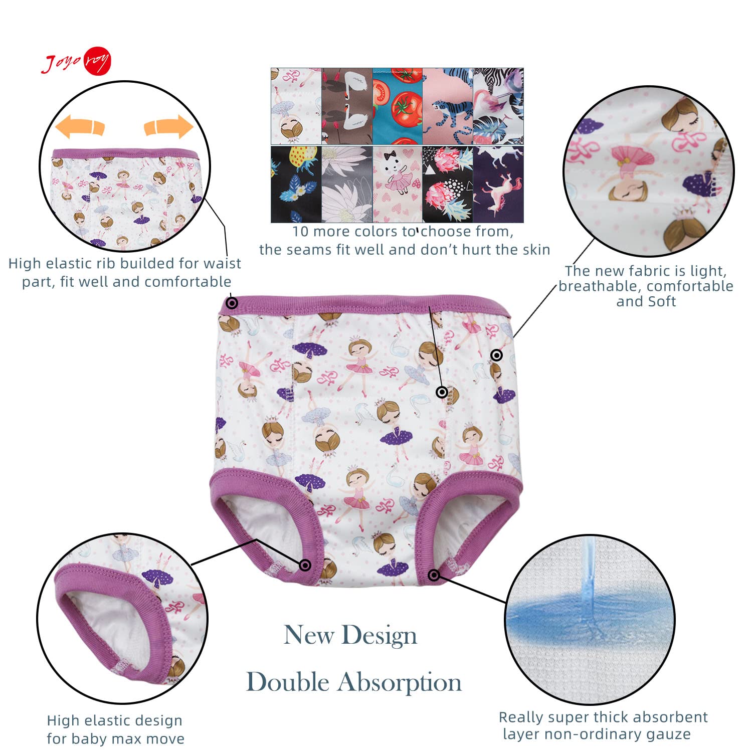 Joyo roy 10Pcs Strong Absorbent Toilet Training Pants 4T-5T Boys Soft Thick Padded Leakproof Kid Confident Toddler Potty Training Underwear for Boys Comfortable Snug Fit Washable Waterproof Pee Pants