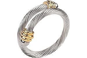 Two Tone Twisted Cable Wire Rings for Women