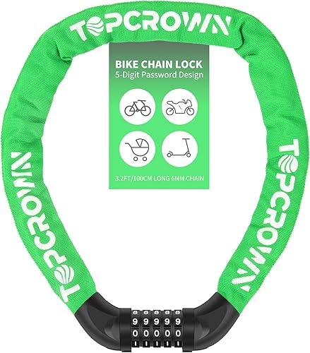 Miniatura 17 de Candado de cadena de bicicleta de 3.2 pies de largo, alta seguridad, resistente, antirrobo, combinación de 5 dígitos, cerradura de bicicleta sin