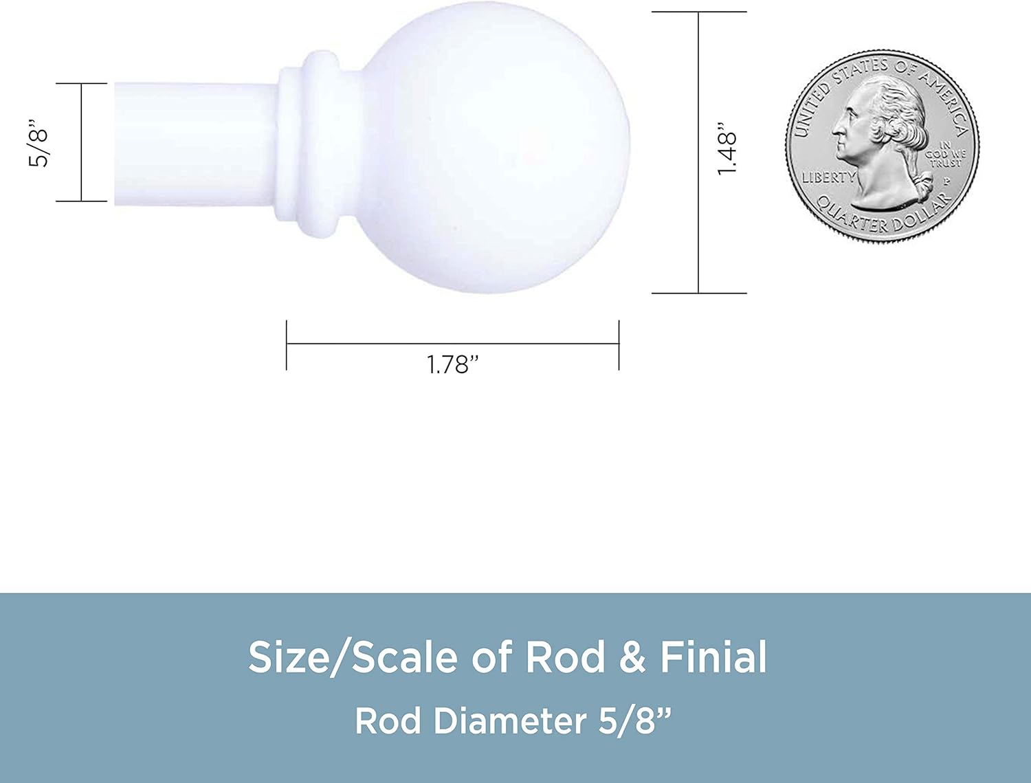 Kenney Chelsea 5/8" Standard Decorative Window Curtain Rod, 28-48", Bright White, 1-Pack : Everything Else