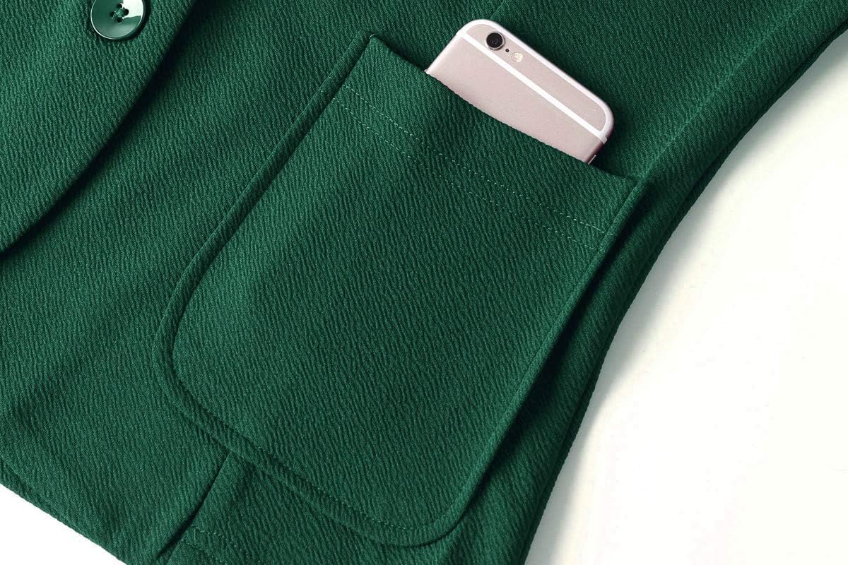 Unifizz Womens Casual Work Office Blazer Button Front 3/4 Sleeve Jacket Plus Size Blazers with Pockets #Dark Green - 2,Size XL# - Image 8