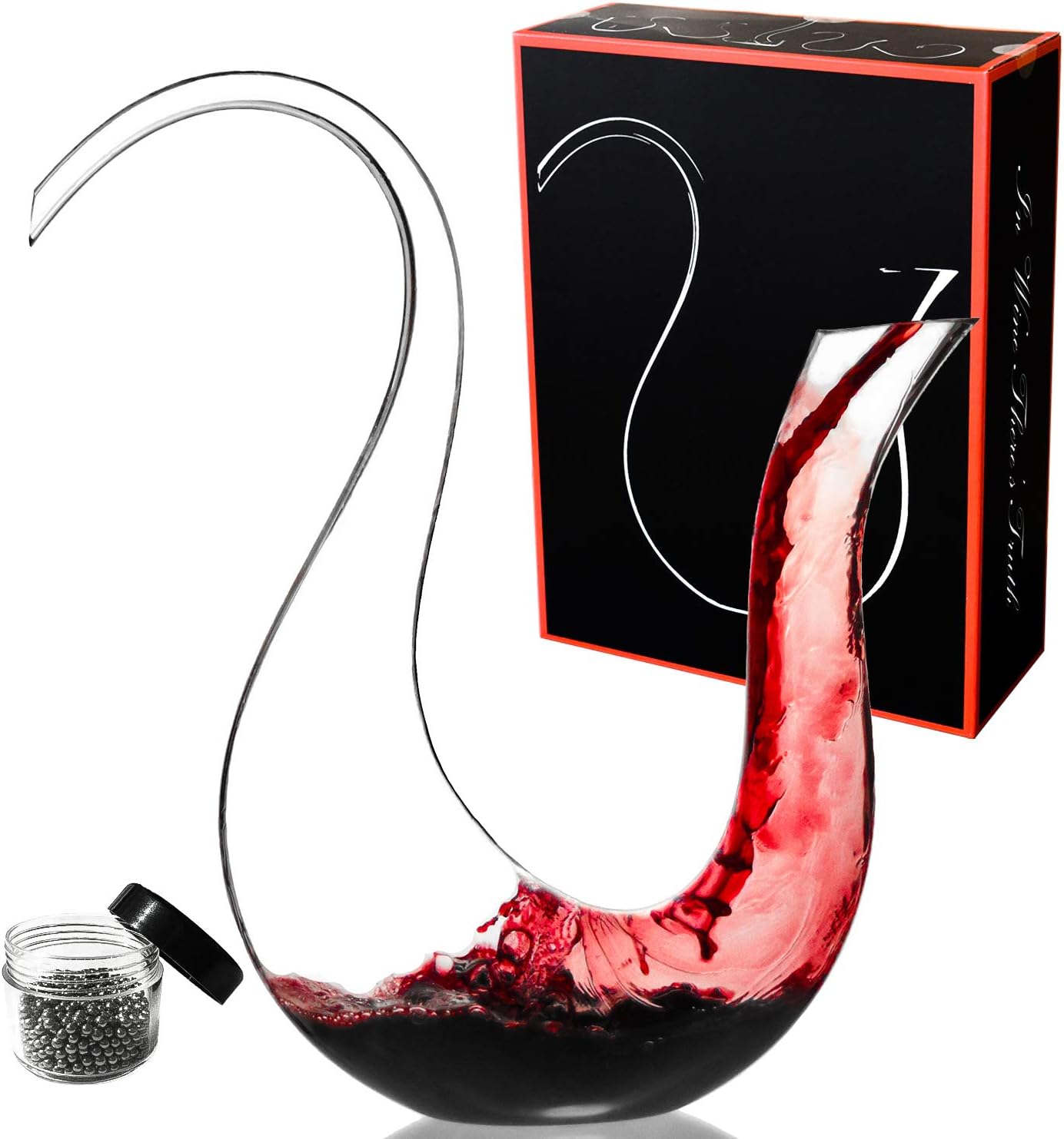 Le Sens Amazing Home Swan Wine Decanter 100 Hand Blown Leadfree Crystal Glass, Prepackaged Red