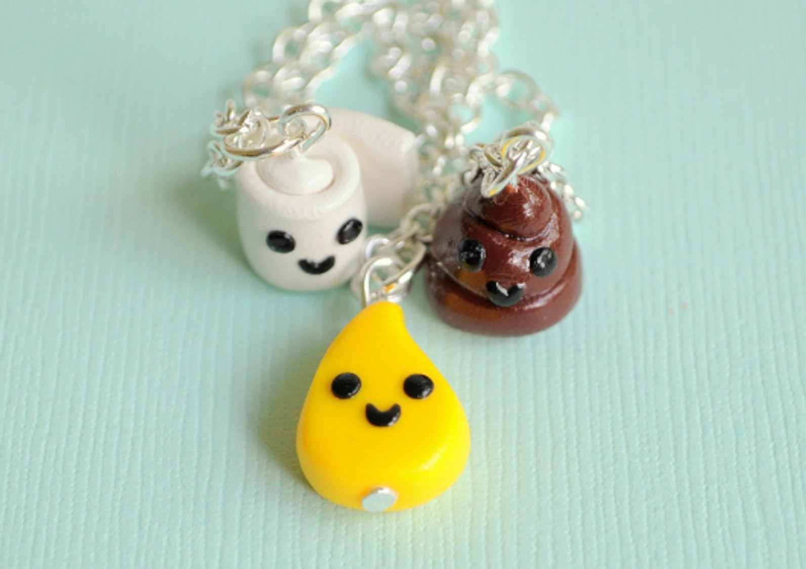 Toilet Paper, Poop, Pee Trio Best Friend Charms