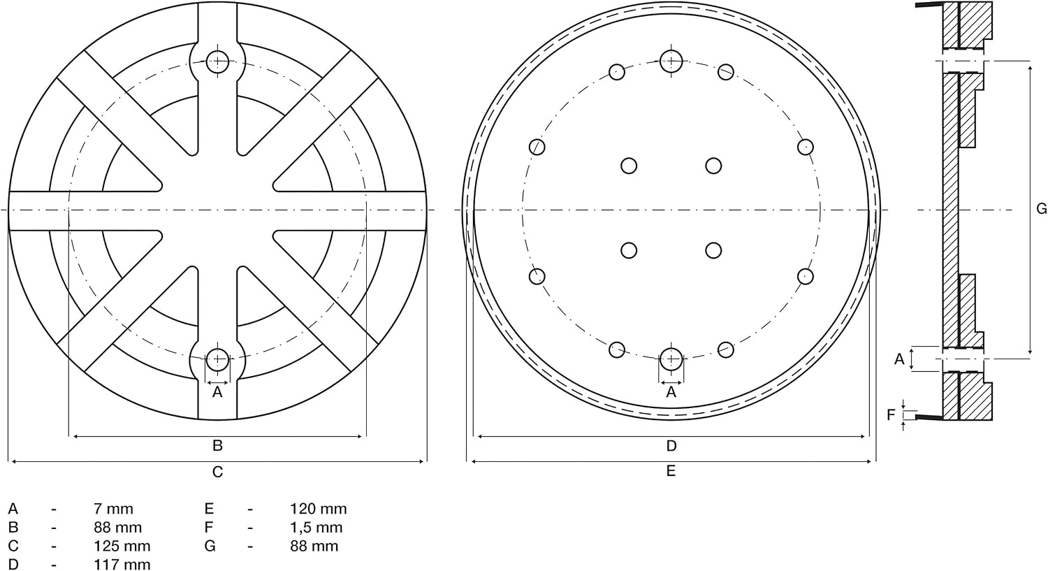 BGS 7054 Rubber Plate for Lifting Platforms Diameter 125 mm
