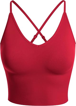 Design by Olivia Womens Padded Sports Bra Longline Workout Crop Top