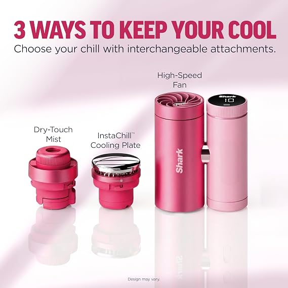Shark ChillPill The Only 3-in-1 Personal Cooling System with Fan, InstaChill Cooling Plate & Dry-Touch Mist Portable, Handheld, Drops Skin Temp Up to 16F, 10 Speeds, Carbon, FA022