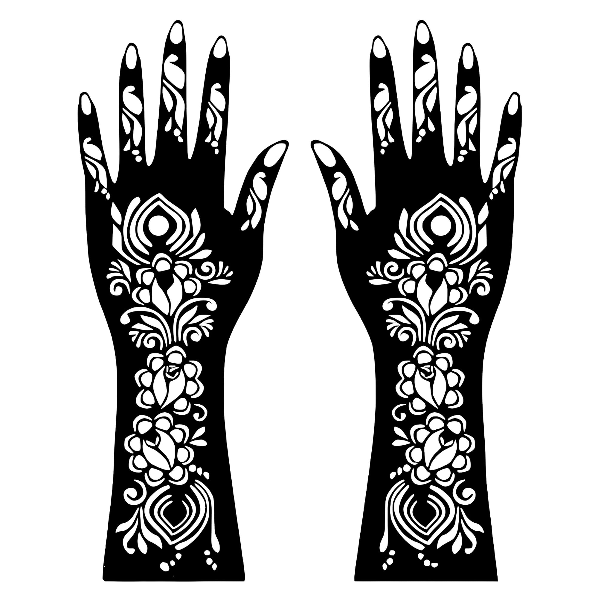 Arabic Full Hand Mehndi Stencil Set | Reusable Henna Tattoo Stencil Template for Women & Girls | Floral Arabic Mehendi Design | Easy DIY Mehndi Sticker for Wedding, Karwa Chauth, Teej, Eid & Festivals-image-27