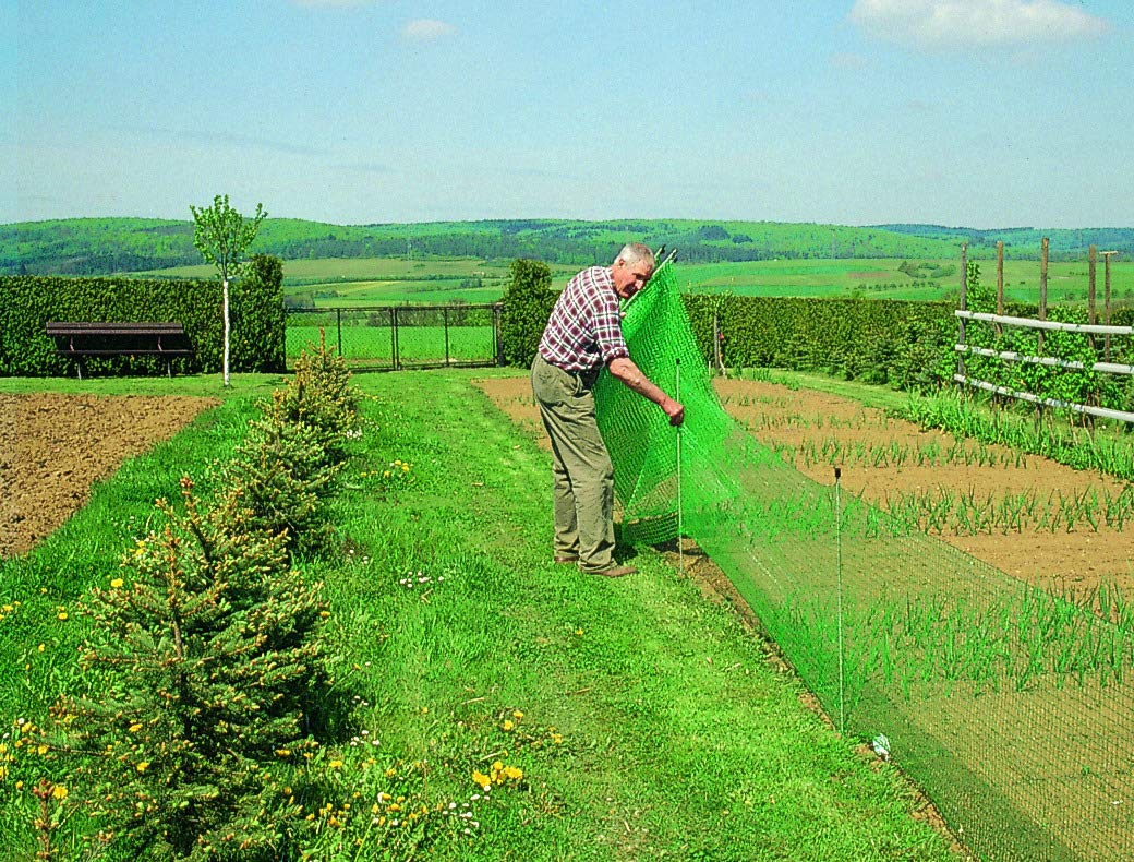 Rete perimetrale universale, altezza 80 cm e lunghezza 20 m, con 12 pali in fibra di vetro, colore verde