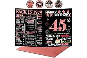 45th Birthday Card with Envelope, 45th Birthday Gifts Women, 45th Birthday Decorations...