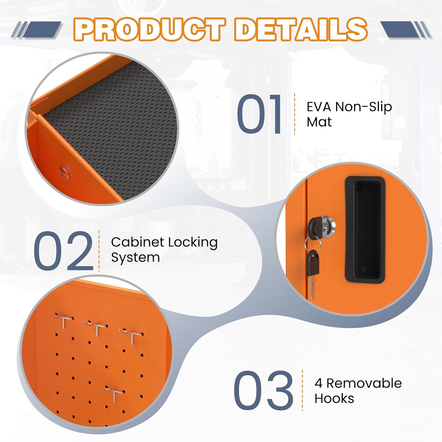 Tool Chest, 5-Drawer Rolling Tool Chest with Detachable Top Box, Tool Box with Wheels, Tool Storage Cabinet for Warehouse, Garage, Workshop Orange