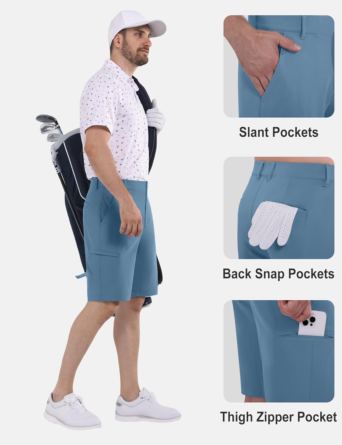 Men's Golf Shorts 7"/ 10" Stretch Quick Dry Water Resistant Dress Casual Shorts with 6 Pockets Work Hiking Shorts - Image 6