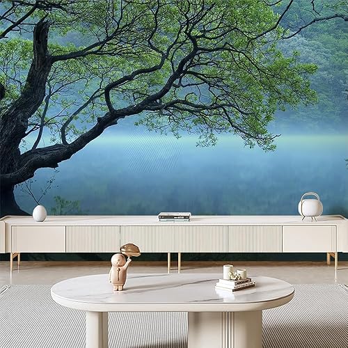 Miniatura 5 de Papel tapiz autoadhesivo con diseño de paisaje y lago de naturaleza verde, autoadhesivo, extraíble, papel de aluminio grande para decoración de pared